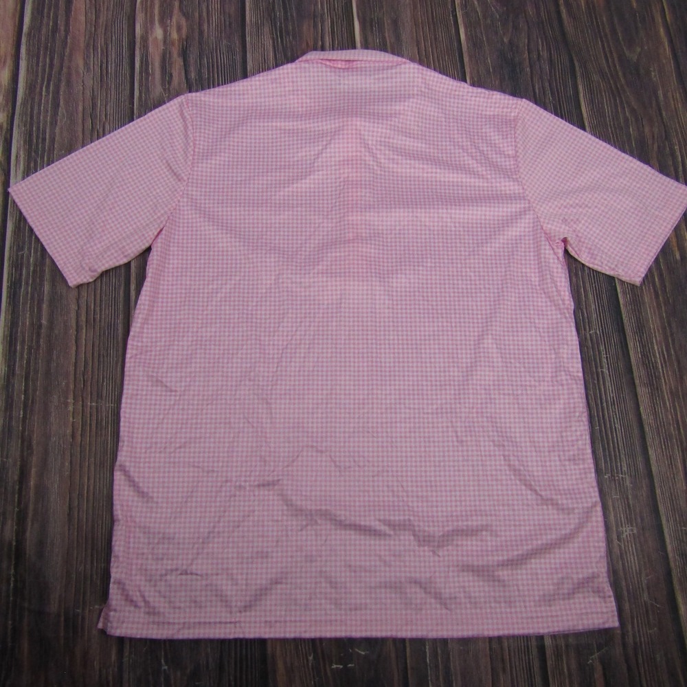 Collars & Co Polo Shirt Mens XL Pink Gingham Dress Collar Stretch Short Sleeve - Picture 5 of 7